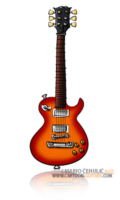 Gibson Les Paul guitar illustrated caricature