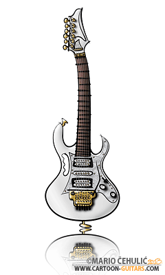 Ibanez JEM 7V7 Steve Vai electric guitar illustrated caricature